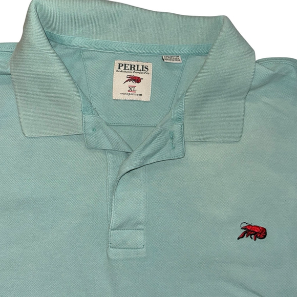 Men’s Perlis New Orleans Crawfish Polo Shirt XL Light green golf Cajun - Picture 3 of 7